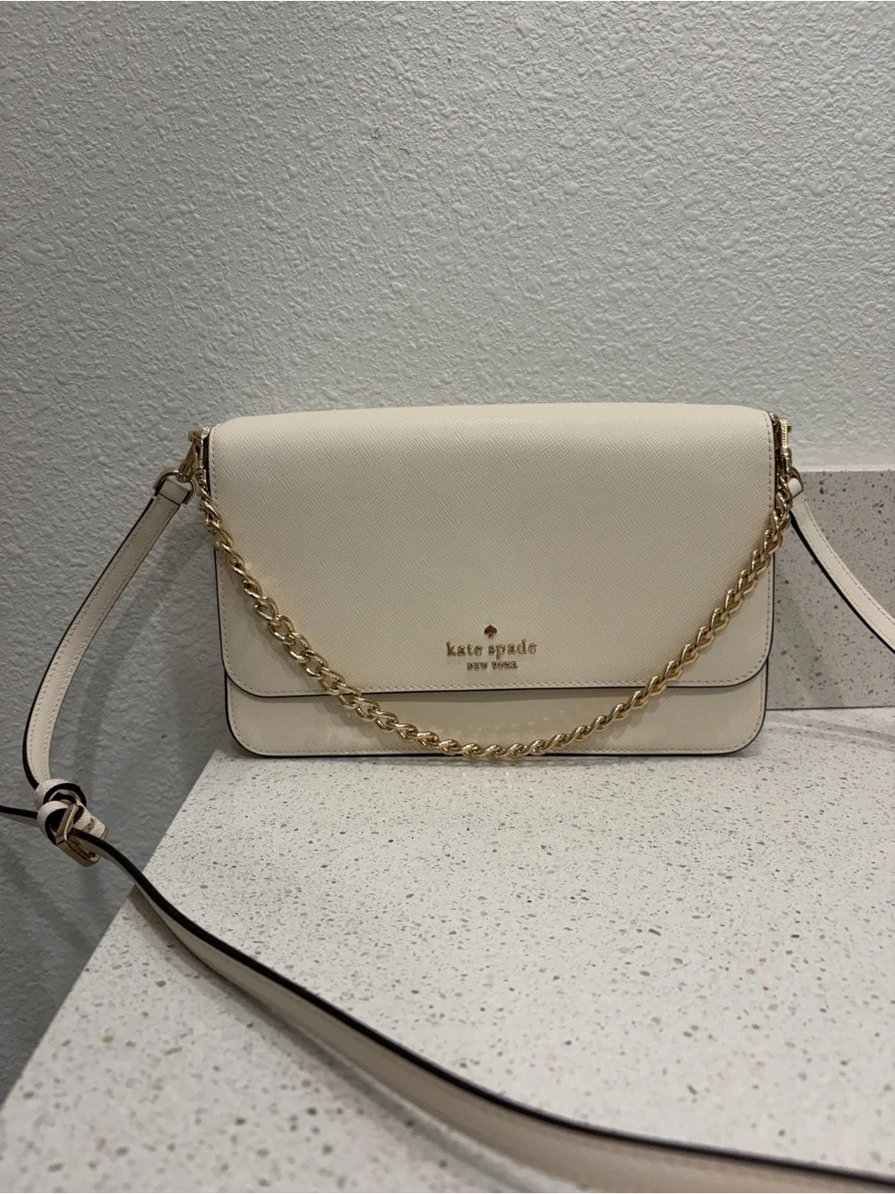 Kate Spade Madison Flap Crossbody Bag White Leather Purse KC430 NWOT Ivory FS